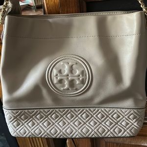 Tory Burch Cream Colored Tote Handbag